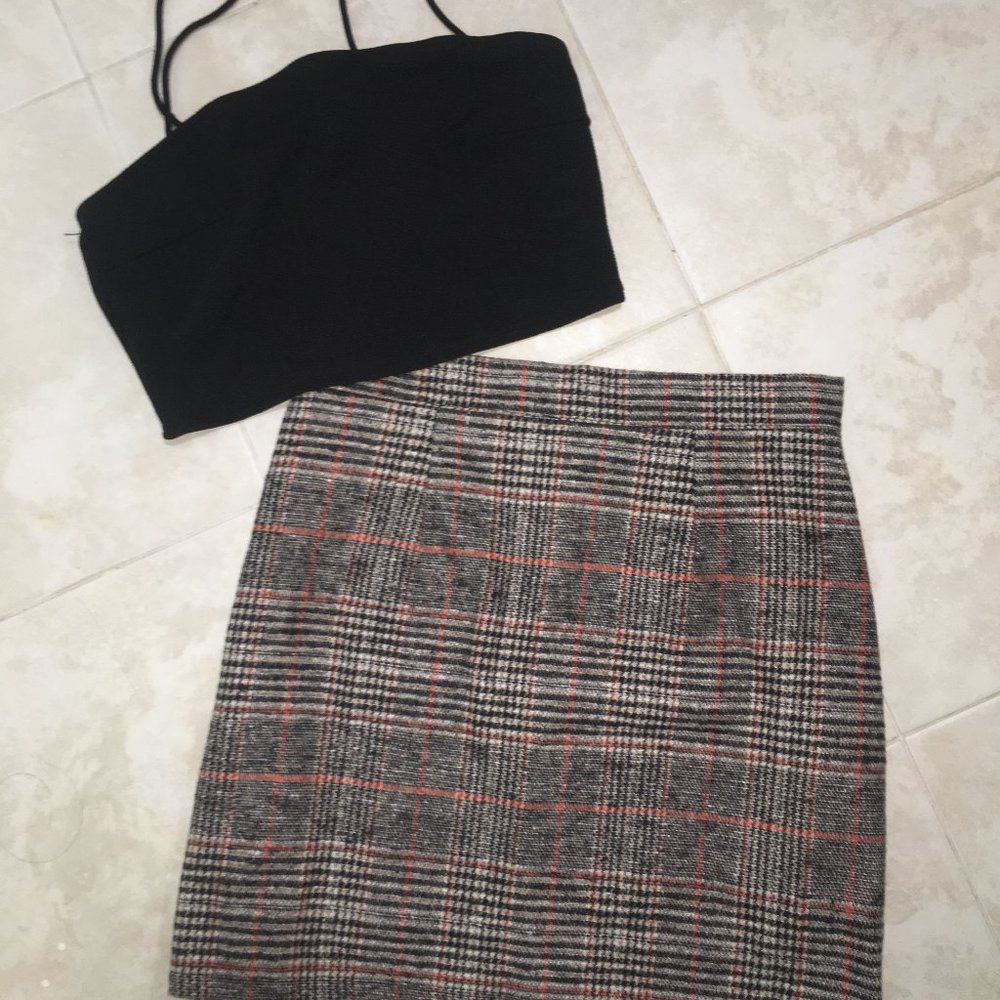 NEW Plaid Zip Back Fully Lined Mini Skirt Size S